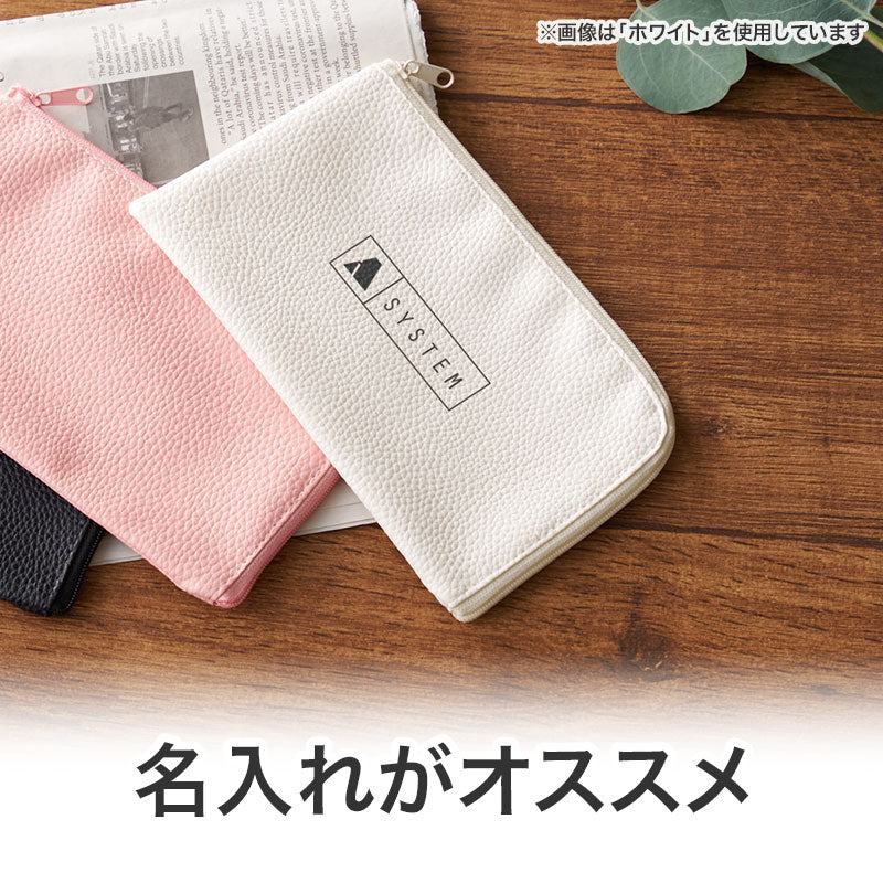 カラモ レザー調L字ファスナーポーチ