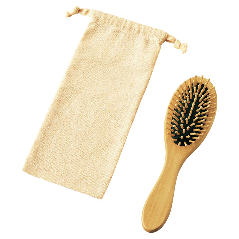 ウッドヘアケアブラシ(巾着付き)