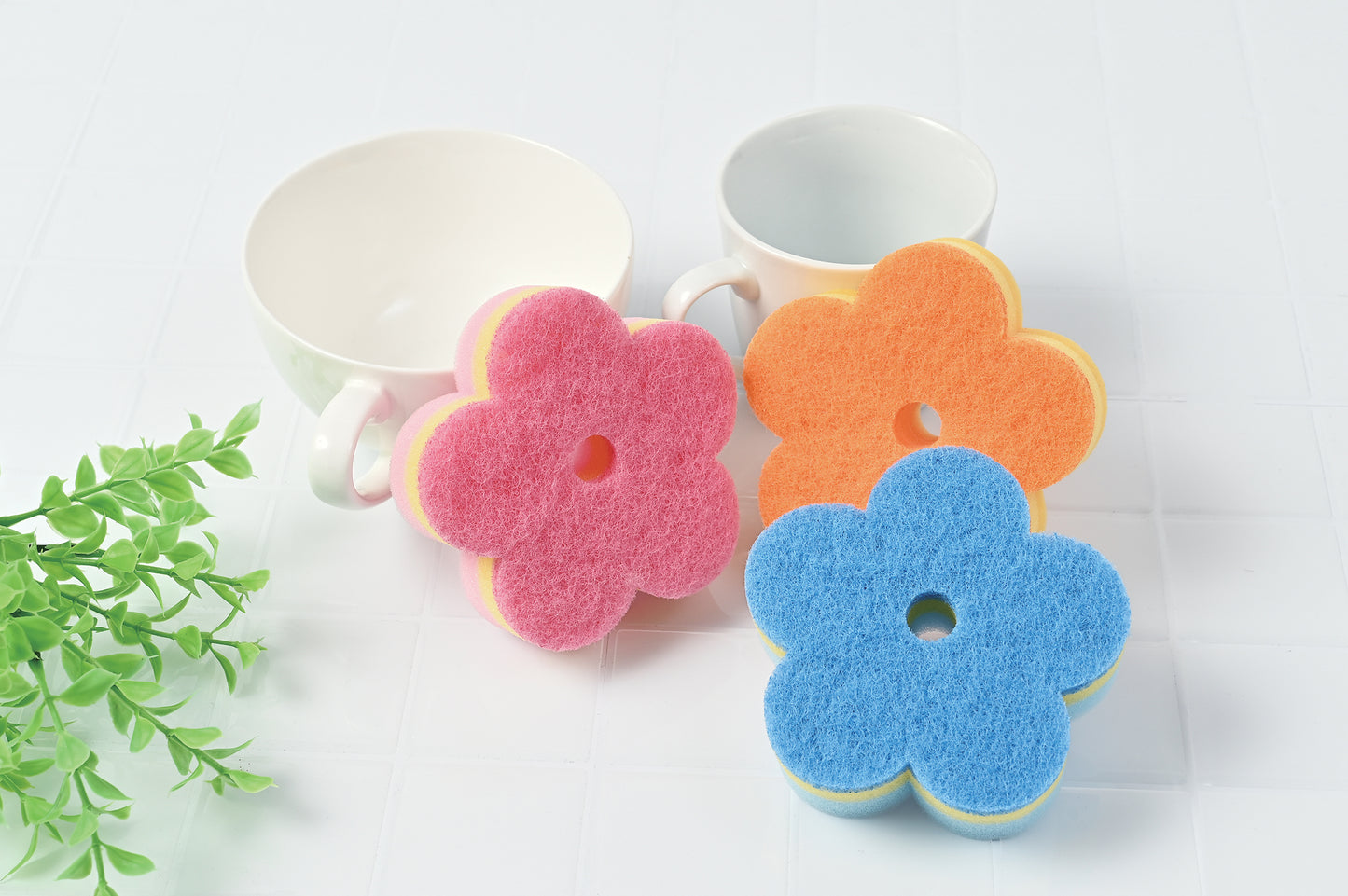 フラワーダイカットキッチンスポンジ(1コ入)