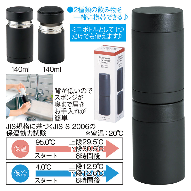 セパレート真空二重ステンレスボトル ブラック