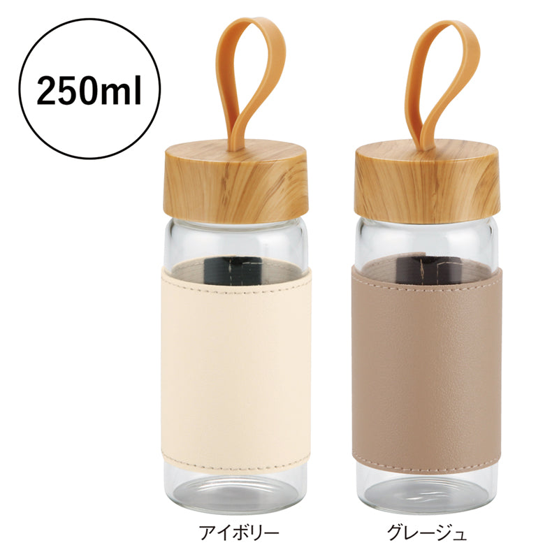 ウッドスタイル耐熱ガラスボトル(カバー付き)【色指定可】