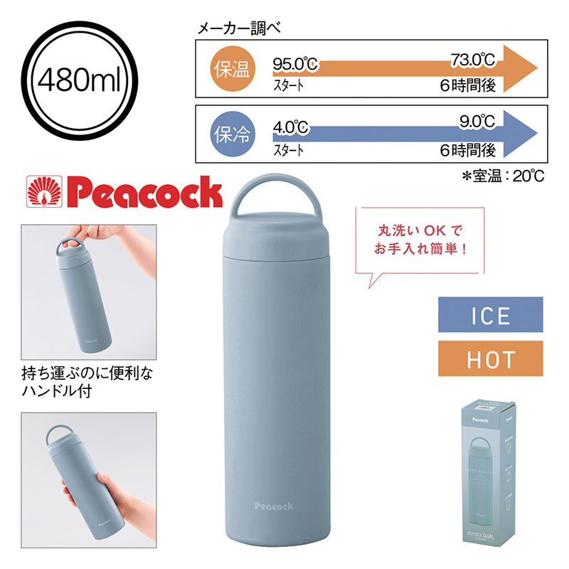 ピーコック・真空ステンレスボトル480ml(スクリューマグタイプ)【色指定可】