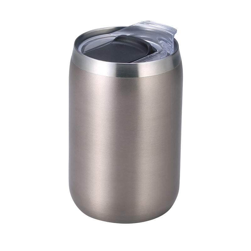 スライド式蓋付き真空二重構造ステンレスタンブラー【色指定可】 シルバー