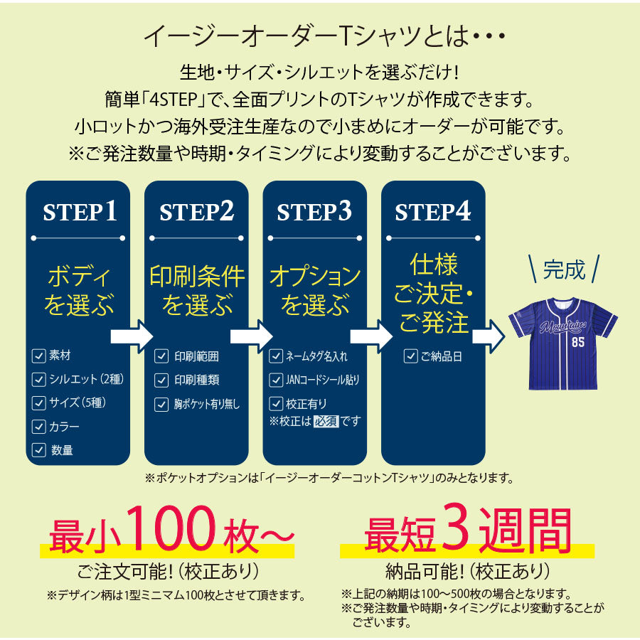 イージーオーダーポリエステルTシャツ