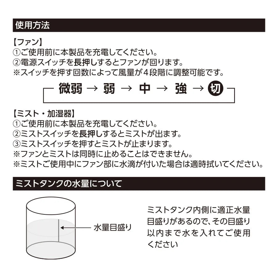 ポータブルミストUSBファン