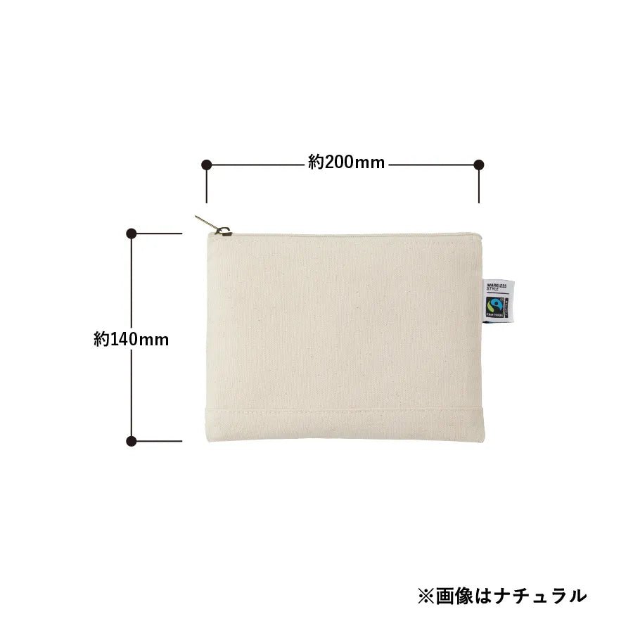 フェアトレードコットンキャンバスフラットポーチ(S) ナチュラル - 販促日本一