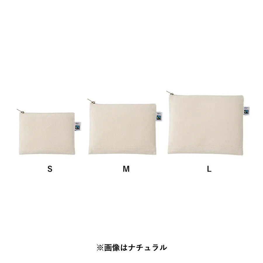フェアトレードコットンキャンバスフラットポーチ(L) - 販促日本一