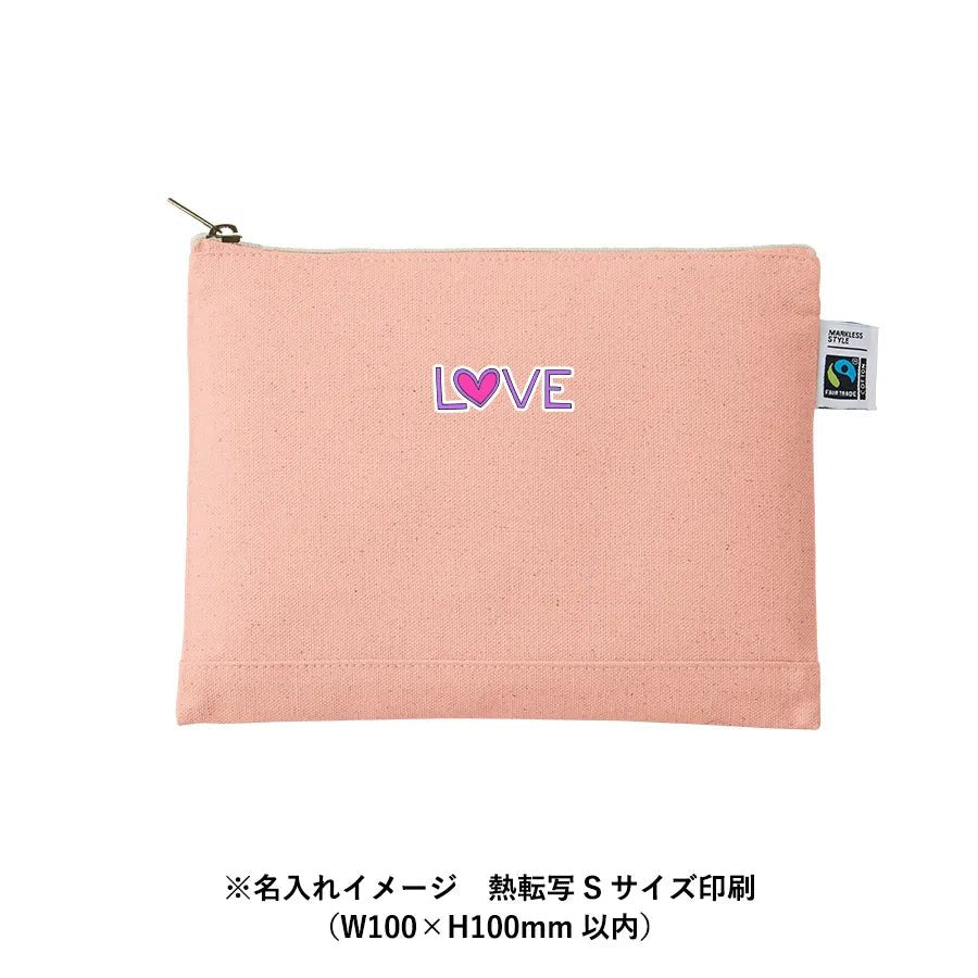 フェアトレードコットンキャンバスフラットポーチ(M) - 販促日本一