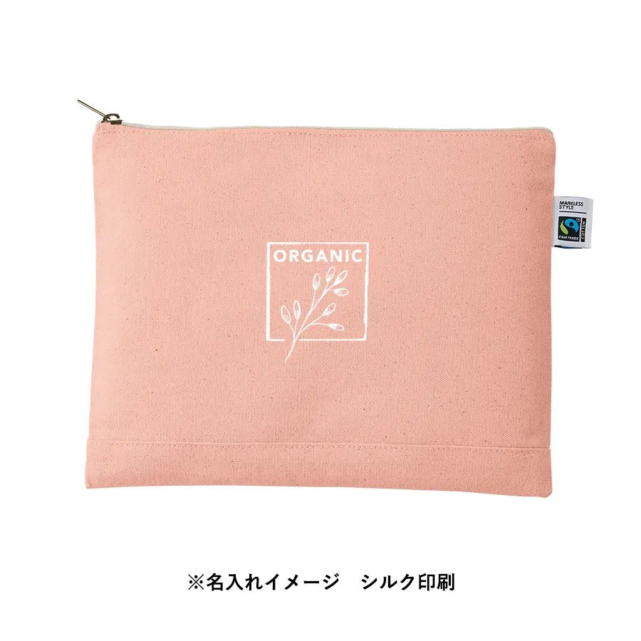 フェアトレードコットンキャンバスフラットポーチ(L) - 販促日本一