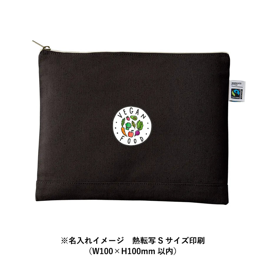 フェアトレードコットンキャンバスフラットポーチ(L)