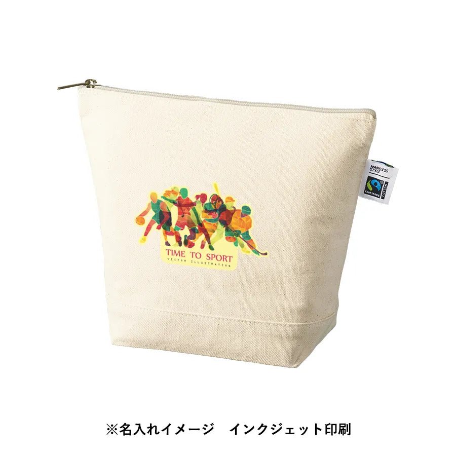 フェアトレードコットンキャンバスデイリーポーチ(M) ナチュラル - 販促日本一