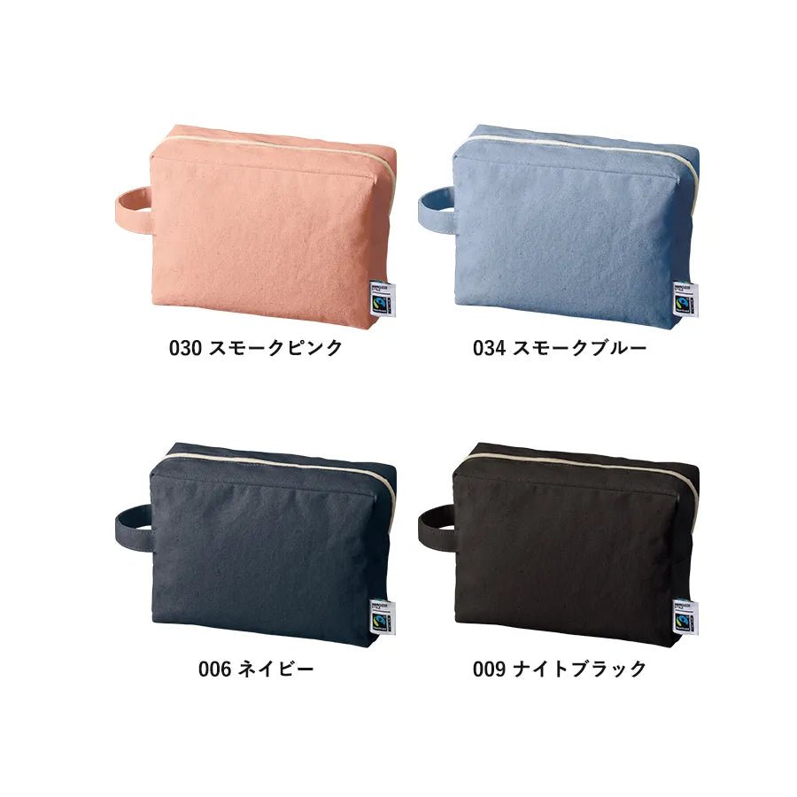 フェアトレードコットンキャンバスファスナーポーチ(L) - 販促日本一