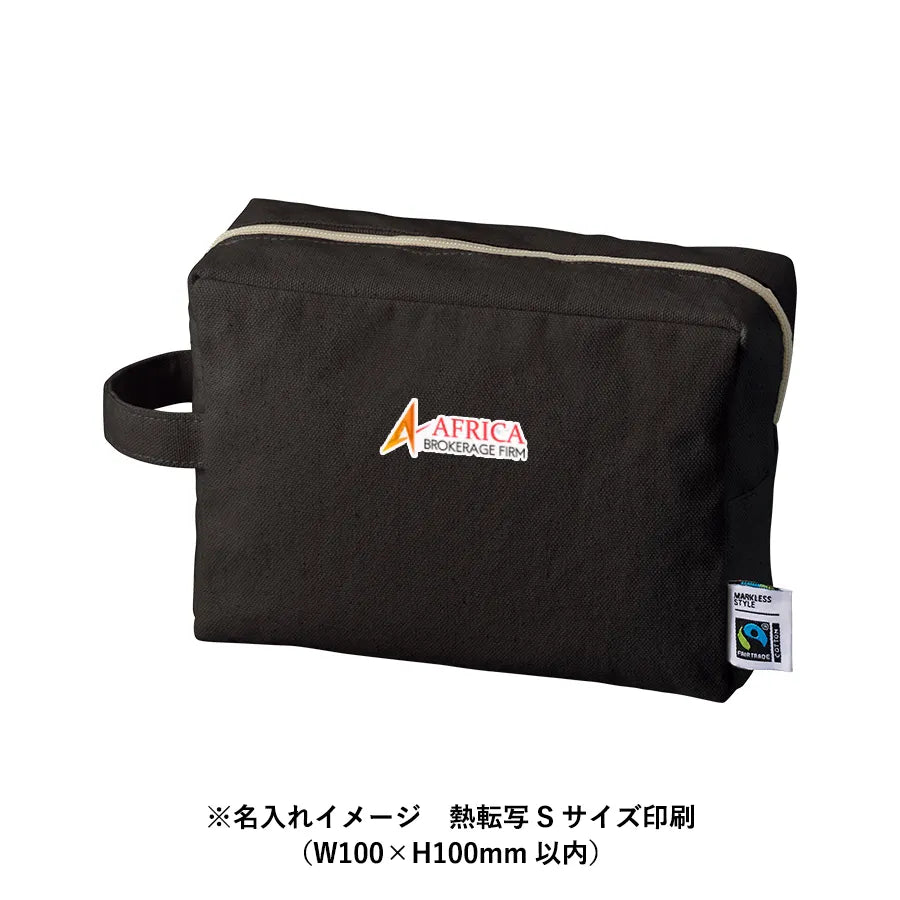 フェアトレードコットンキャンバスファスナーポーチ(L)
