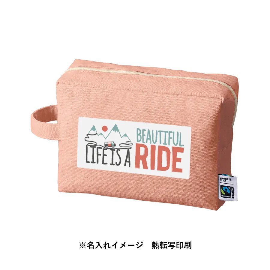 フェアトレードコットンキャンバスファスナーポーチ(L) - 販促日本一