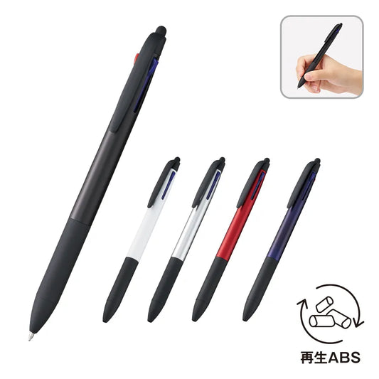 タッチペン付3色ボールペン(再生ABS)