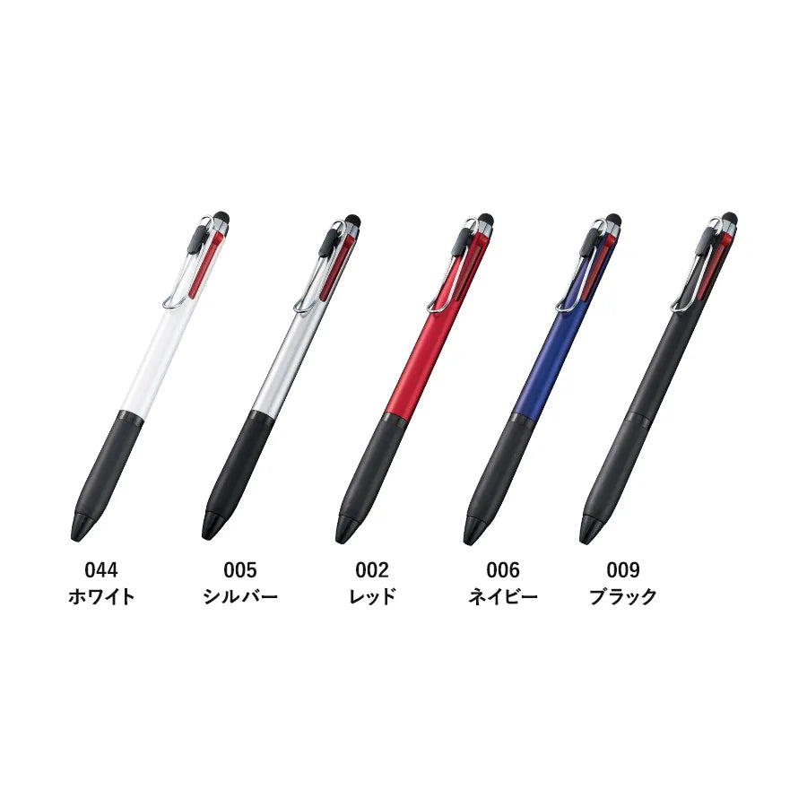 タッチペン付メタルクリップ3色ボールペン(再生ABS)