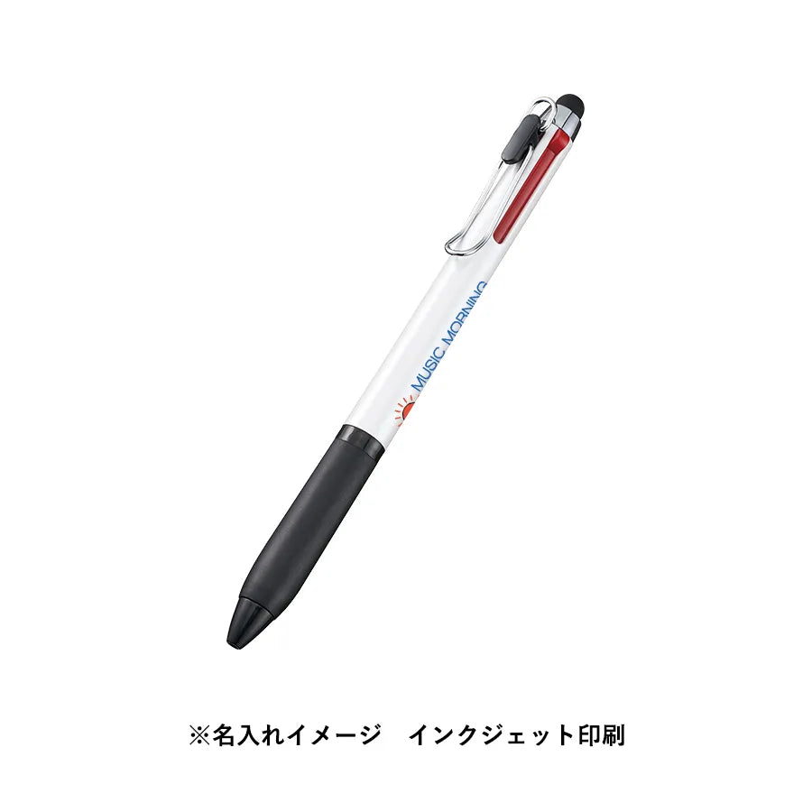 タッチペン付メタルクリップ3色ボールペン(再生ABS)