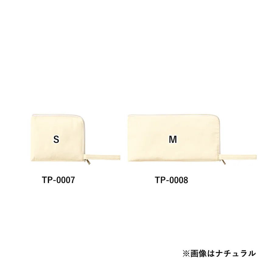 キャンバスL字ファスナーフラットポーチ(M) ナチュラル - 販促日本一