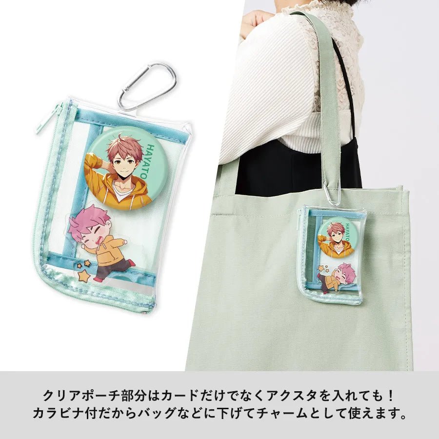 メッシュポケットクリアミニポーチ(カラビナ付) - 販促日本一
