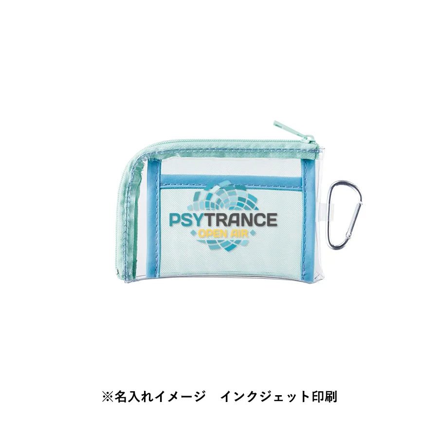 メッシュポケットクリアミニポーチ(カラビナ付) - 販促日本一