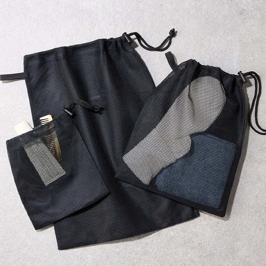 メッシュポリ巾着(L) ブラック