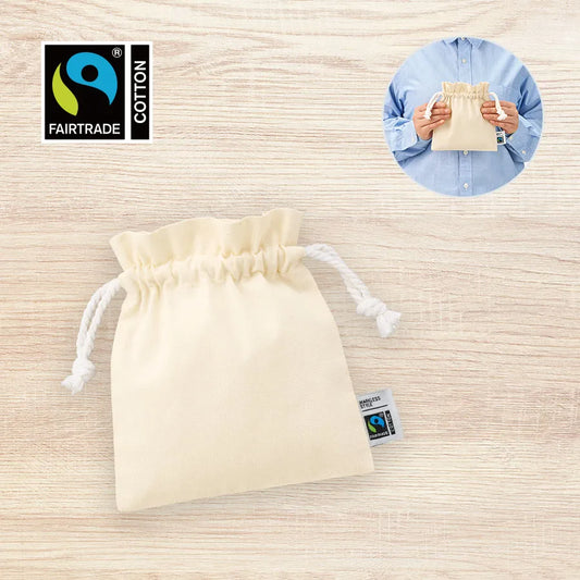 フェアトレードコットンフリル巾着(S) ナチュラル