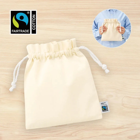 フェアトレードコットンフリル巾着(M) ナチュラル