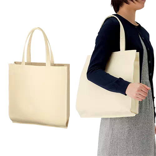 ライトキャンバスバッグ横マチ付 ナチュラル