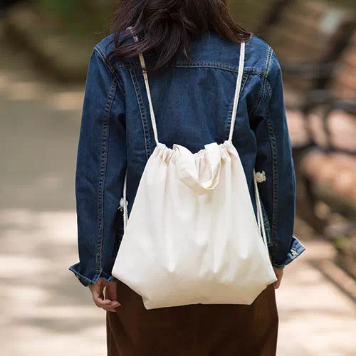 厚手コットンハンドル付リュック ナチュラル