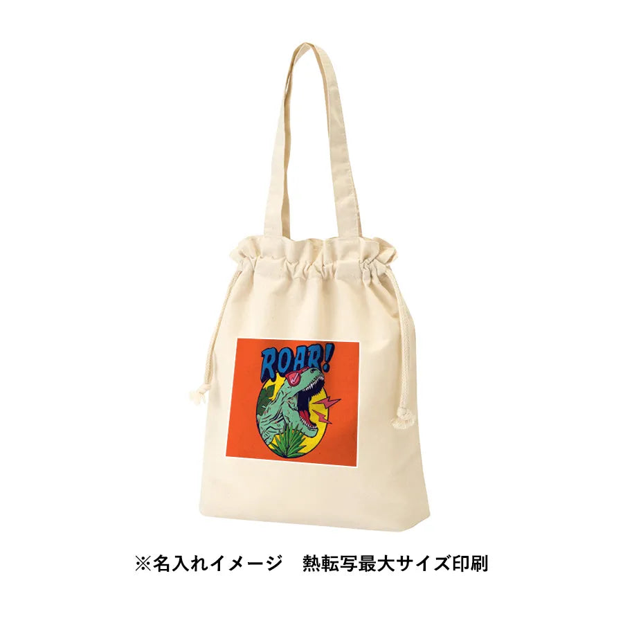 厚手コットンガゼット巾着トート(M) ナチュラル