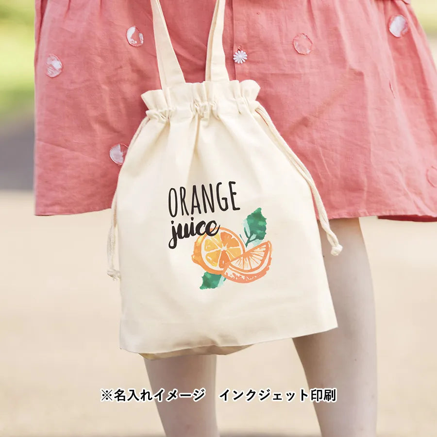 厚手コットンガゼット巾着トート(M) ナチュラル