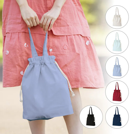 厚手コットンガゼット巾着トート(M)