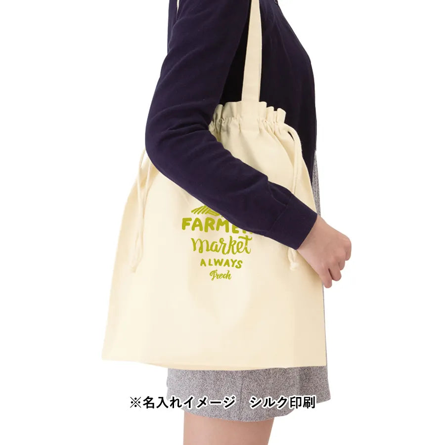 厚手コットンガゼット巾着トート(L) ナチュラル