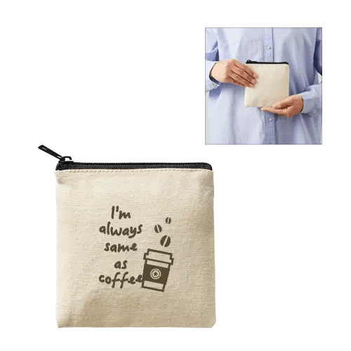 ライトキャンバスフラットポーチ(SS) ナチュラル - 販促日本一