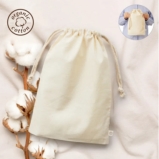 オーガニックコットンガゼット巾着(L) ナチュラル
