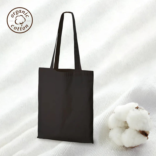 オーガニックコットンフラットショルダートート ブラック