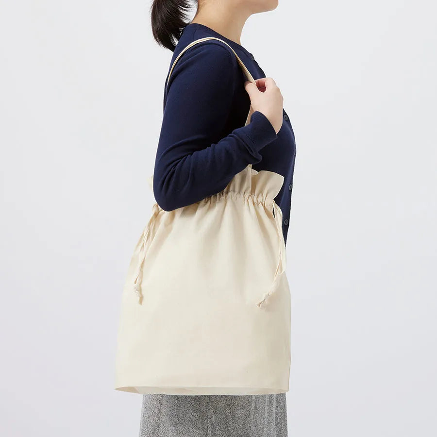 オーガニックコットンガゼット巾着トート ナチュラル