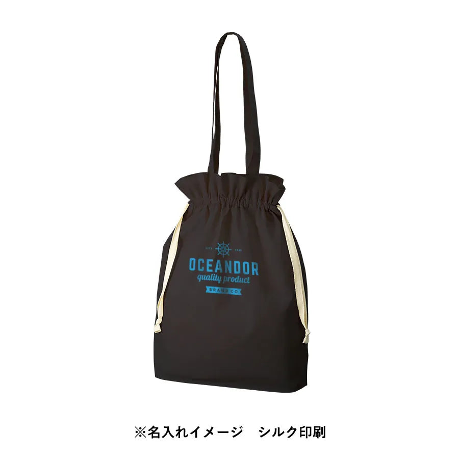 オーガニックコットンガゼット巾着トート ブラック