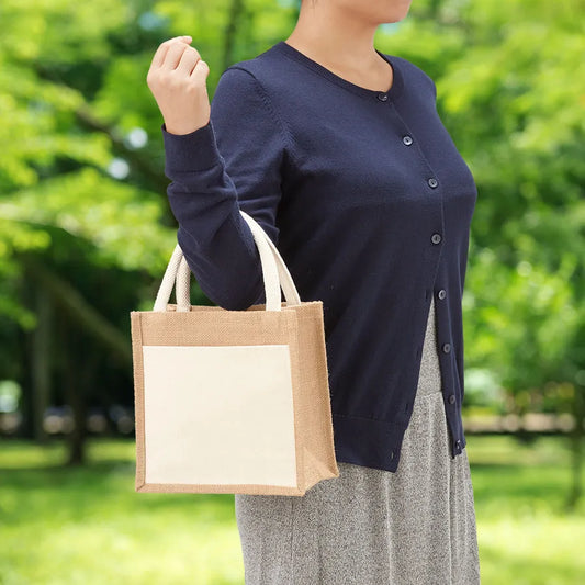 ジュート&キャンバスポケットトート(S) ナチュラル