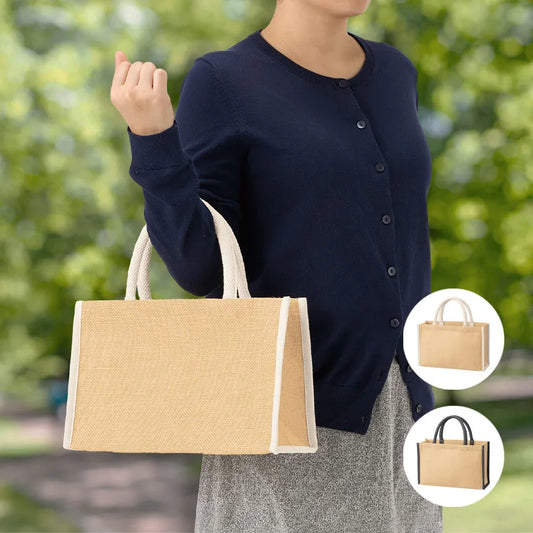 ジュートスクエアパイピングトート(M)