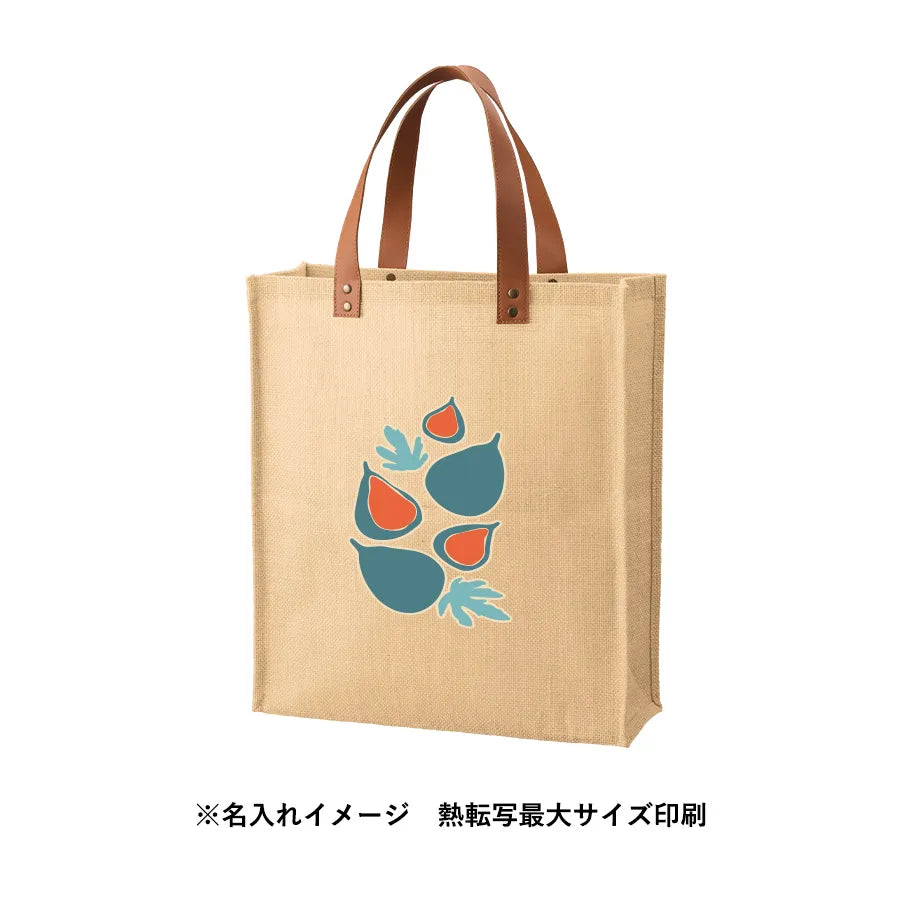 ジュートレザースタイルハンドルトート ナチュラルベージュ