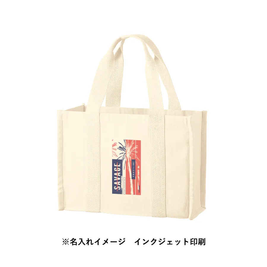 オーガニックコットンキャンバススクエアライントート ナチュラル