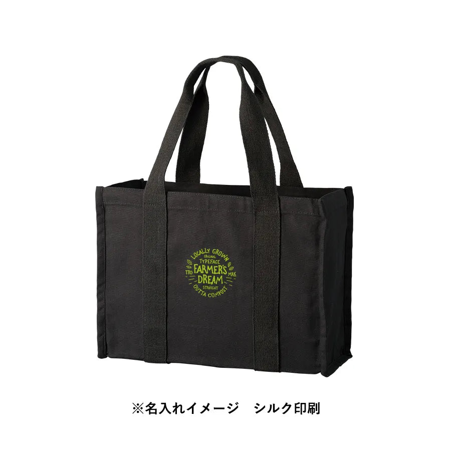 オーガニックコットンキャンバススクエアライントート ナイトブラック