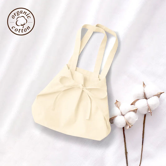 オーガニック厚手コットン紐リボントート ナチュラル