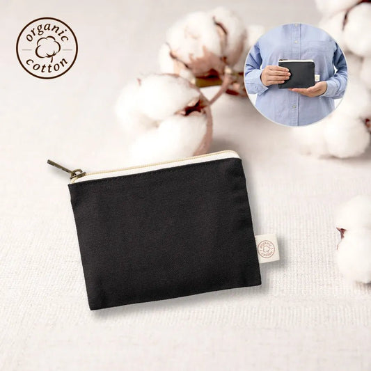 オーガニックコットンキャンバスフラットポーチ(SS) ナイトブラック - 販促日本一