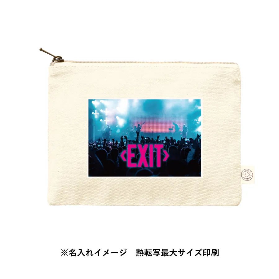 オーガニックコットンキャンバスフラットポーチ(M) ナチュラル - 販促日本一