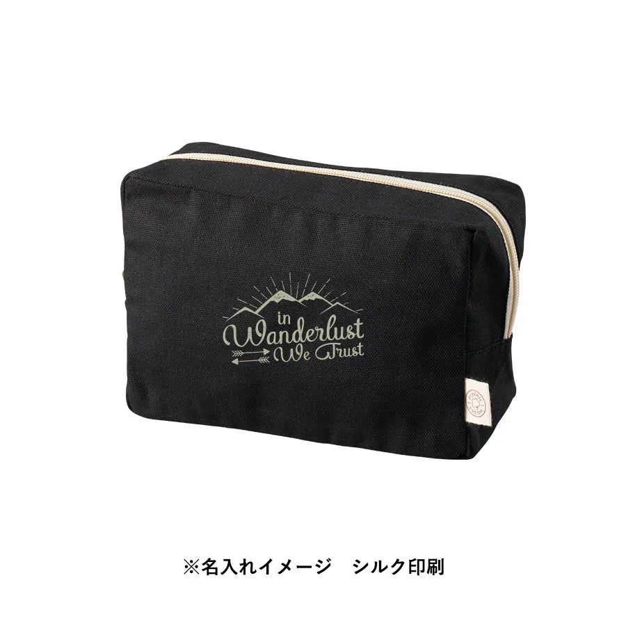 オーガニックコットンキャンバスファスナーポーチ ナイトブラック - 販促日本一