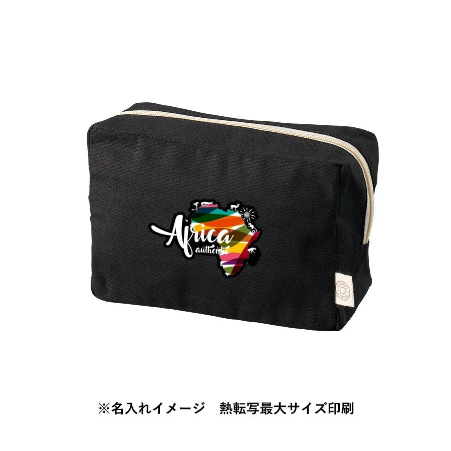 オーガニックコットンキャンバスファスナーポーチ ナイトブラック - 販促日本一