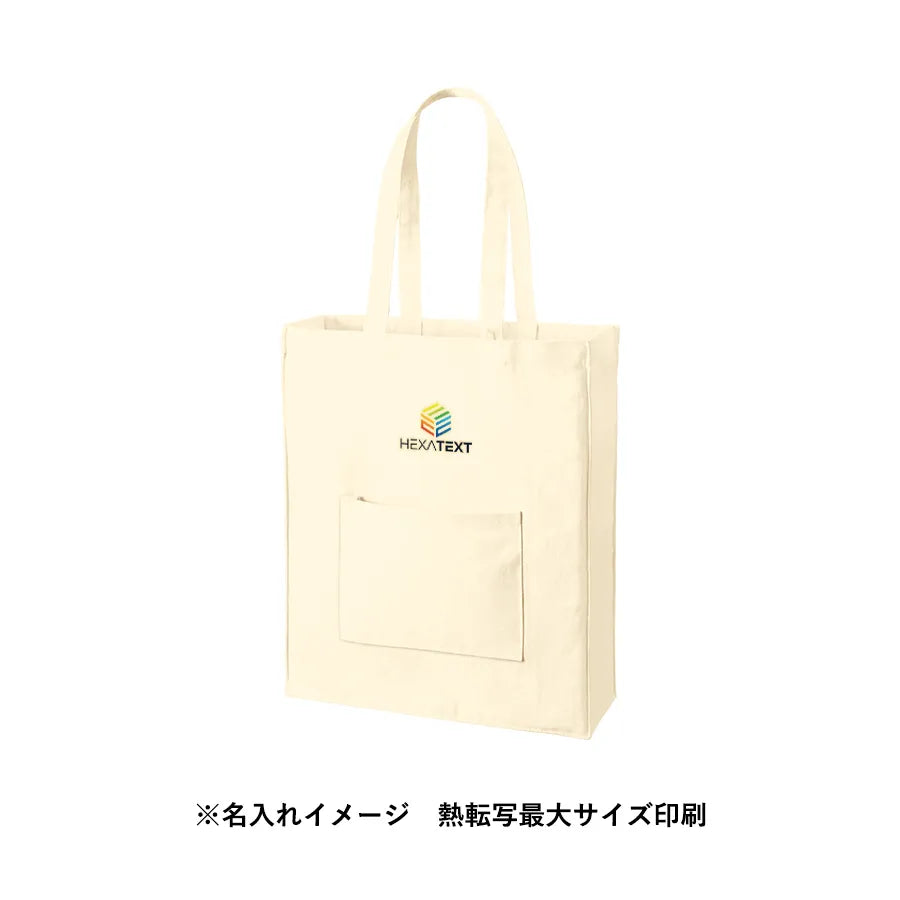 キャンバススクエアトート外ポケット付 ナチュラル
