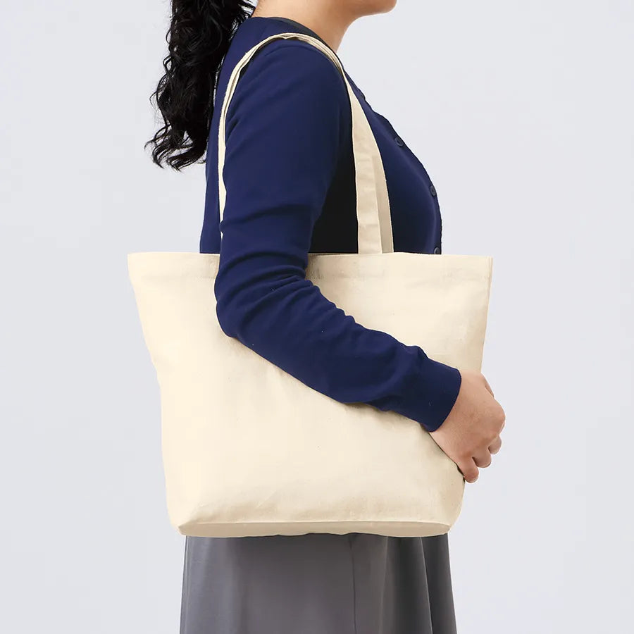 厚手コットンベーシックトート(M)ワイド ナチュラル